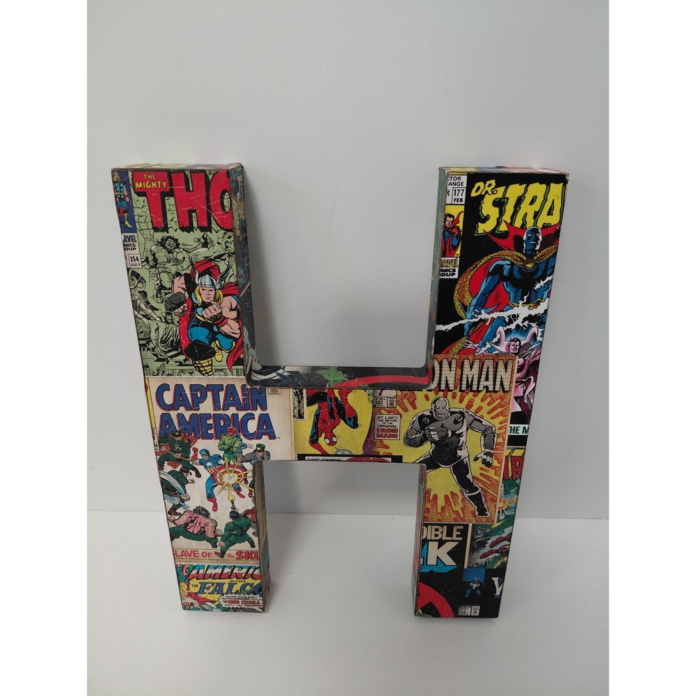 Marvel Comics Decoupage Wooden Letter H Wall Decor Avengers Spider-Man 10 Inch